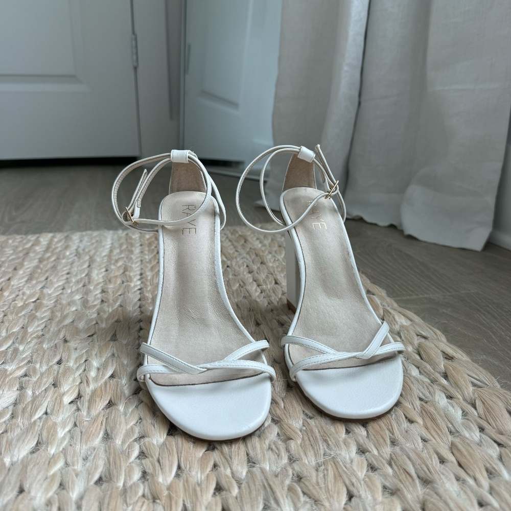 RAYE White Block Heel Strappy Sandals - Picture 4 of 6